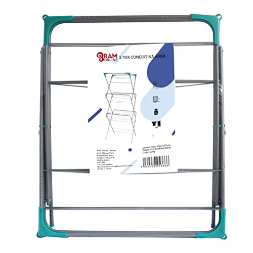 Ram® 3 Tier Deluxe Airer Foldable Heavy Duty Clothes Airer With 4 CORNER HOOKS And Sock Dryer 14M Airing Capacity - Image 3