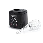 Progress 1L Compact Deep Fat Fryer – Adjustable Temperature Control, Power Lights, Filter to Reduce Odours, Non-Stick Cooking Bowl, Viewing Window, Removable Basket, 950W, Black EK2969PBLK