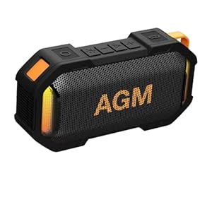 AGM MagROCK Magnetic Portable Speaker Bluetooth 5.4, Compact Wireless Speakers with Stereo Sound, Punchy Bass/TWS Pairing, USB-C, IPX7 Waterproof, LED Light for Outdoors/Party/Present/Holi...