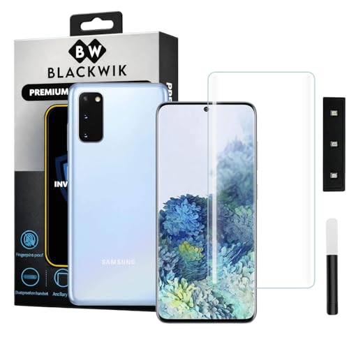 Image of Blackwik Premium Curved UV Tempered Glass For Samsung Galaxy S20 Cellphone (Transparent, Pack Of 1) Advanced Border Less Full Screen Coverage UV Screen Protector Guard With Installation Kit