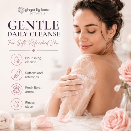 Image of Ginger Lily Farms Botanicals Body Wash, 16.9oz /6pk, Whispering Rose | 100% Vegan & Cruelty-Free | Nourishing Bath & Shower Gel for All Skin Types