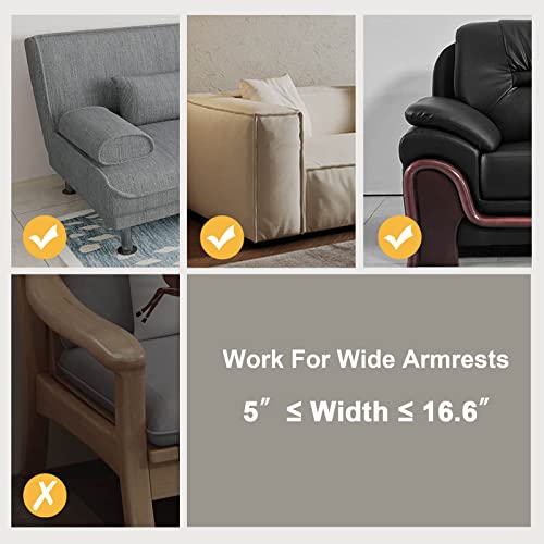 Suyudsm Bamboo Sofa Arm Tray With Pockets, Sofa Arm Table For Couch, Anti-Slip Phones And Remote Holder (Grey) #TOP2