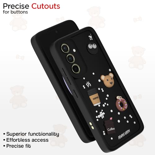Image of Outlouders Back Cover for Samsung Galaxy A55 5G | 3D Cartoon Cute Fun Bear | Silicone Full Body Protection Bumper Case (Black)