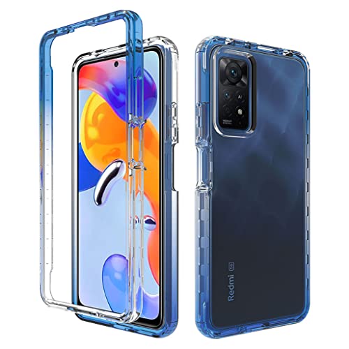 GOGME Funda para Xiaomi Redmi Note 11 Pro 5G/4G Carcasa, 360 Grados Antigolpes Gradiente Vistoso Transparente Cristal TPU Estuche + Suave Silicona Bumper Ligero Caso Case, Azul Cover