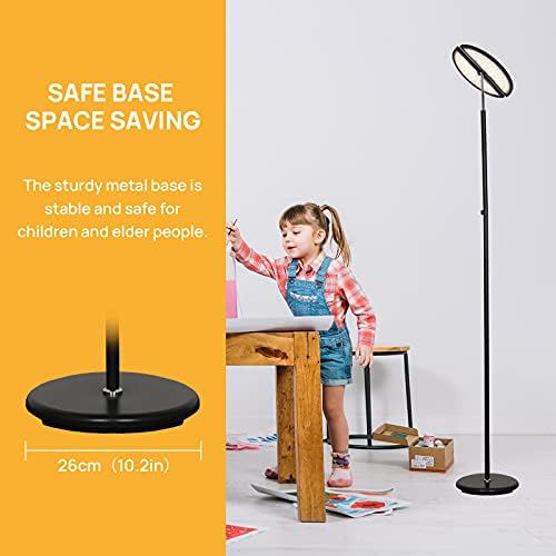 Linkind 24W Floor Lamp, 70 Butterfly Tall LED Standing Lamp, Remote & Touch Control, 5 Colour Temperatures with Stepless Dimming, 2 Adjustable Panel for Living Room Bedroom Office, Black