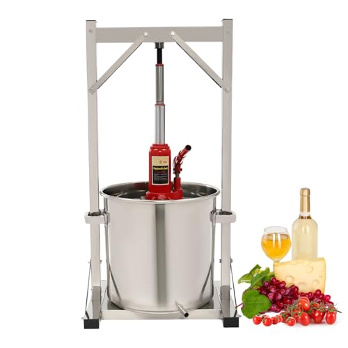 Gagalayong 22L Fruit Wine Press, Stainless Steel Cider Press with Hydraulic for Cider, Hydraulic Press Grape Wine Making Supplies and Equipment (22L)