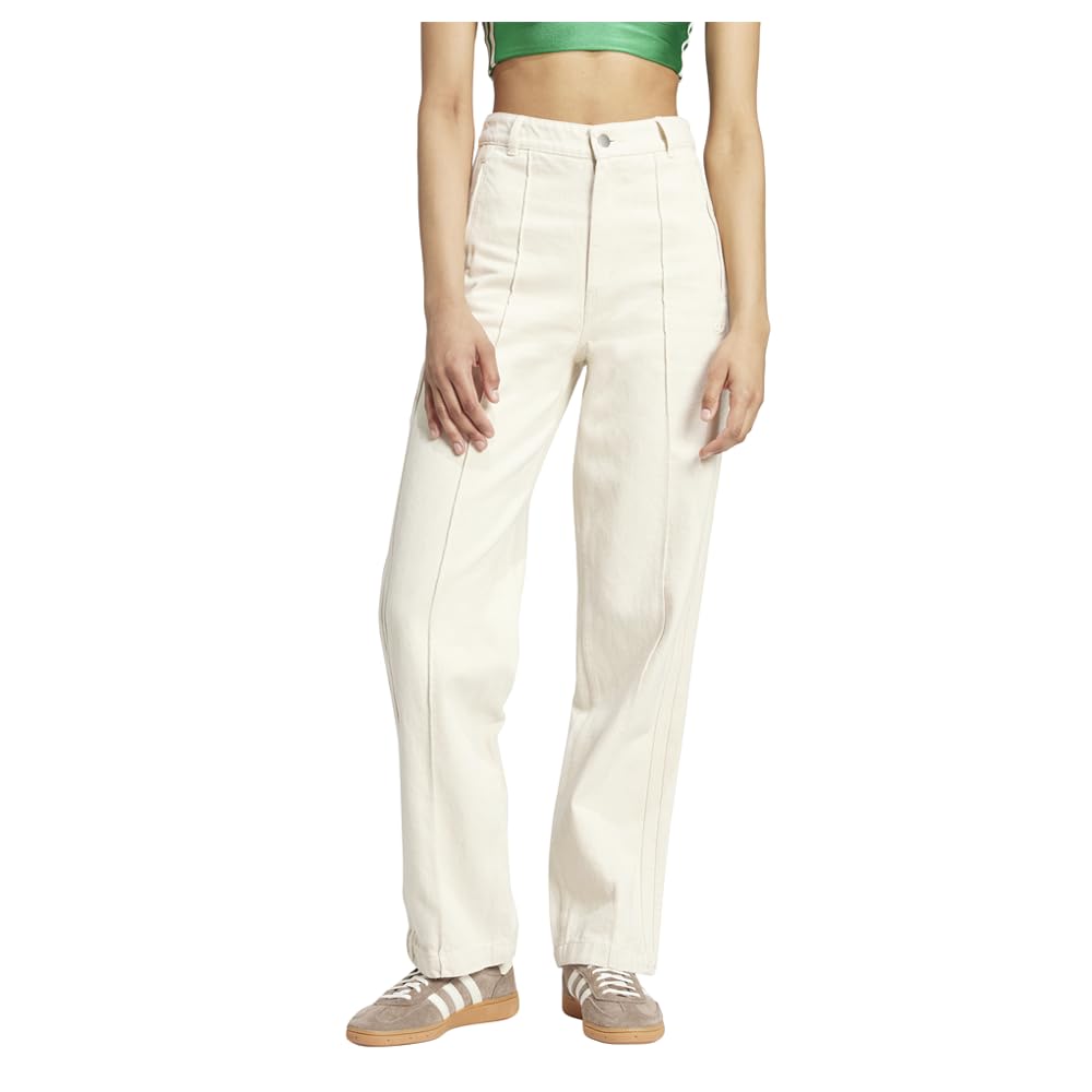 adidas Womens Premium Essentials Denim Straight Leg Pants Casual Pants Casual Pockets - Blue