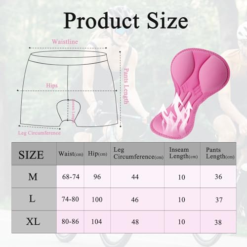 flintronic Pantalones de Ciclismo Mujer con Gel 3D, Calzoncillos Ciclismo Mujer, Elásticos Pantalones Cortos de Ciclismo, Malla Transpirable Acolchada Ropa Interior de Ciclismo, XL - imagen 3