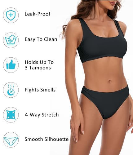 Beautikini Period Swimwear for Teens Two Piece Leakproof Menstrual Bikini Swimsuit Sporty Bathing Suits for Girls Women3