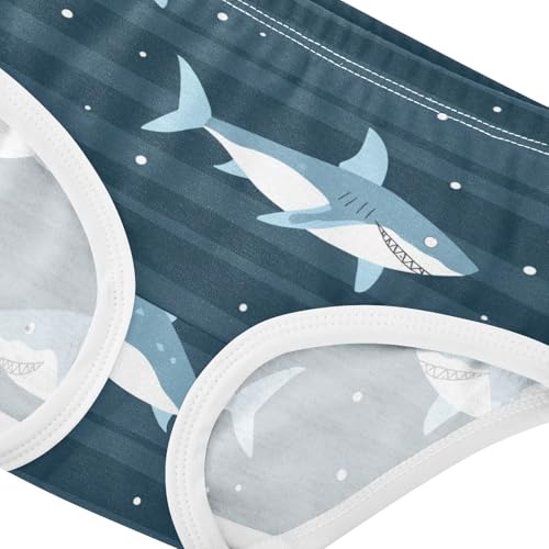 Wusikd Cartoon Shark Stripe Girls' Underwear Cotton Cute Girls Briefs Soft Toddler Underwear 2T4