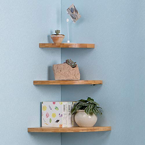 Amazon｜Generic 三角コーナーウォールラック 楠竹 25×25×2cm – 角に