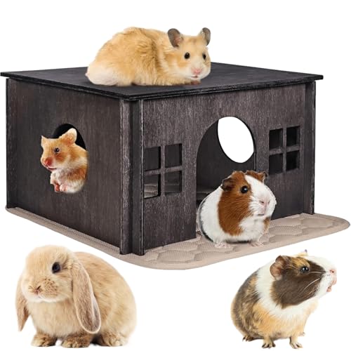 WeGXY Kleintierhaus Zusammenbaubar Nagetierhaus aus Holz Behausung und Schlafplatz für Hamster Meerschweinchen Kaninchen und Kleintiere Perfektes Versteck und Spielhaus für Haustiere