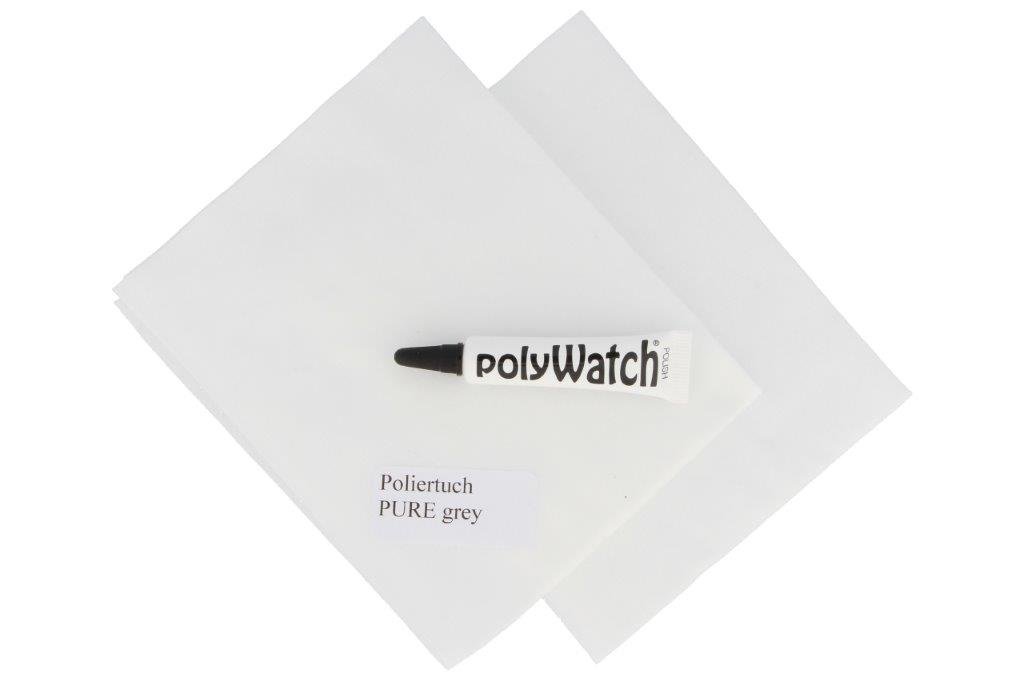 polyWatch Polierpaste PLUS inkl.original 2 x PUREgrey Poliertuch (1 Tube 5 g Inhalt)