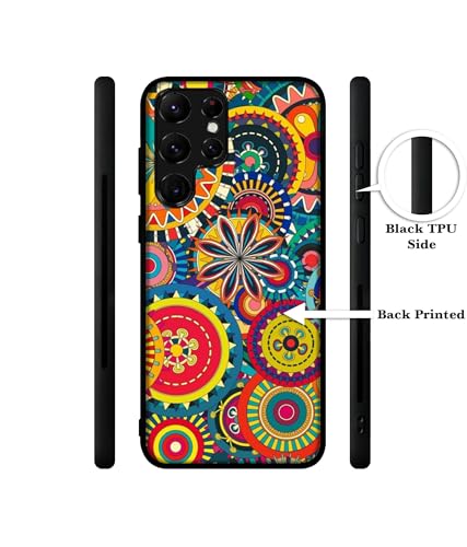 Image of Ring Pattern Print Design Premium 2D Printed Metal Back Case Cover for Samsung Galaxy S22 Ultra 5G