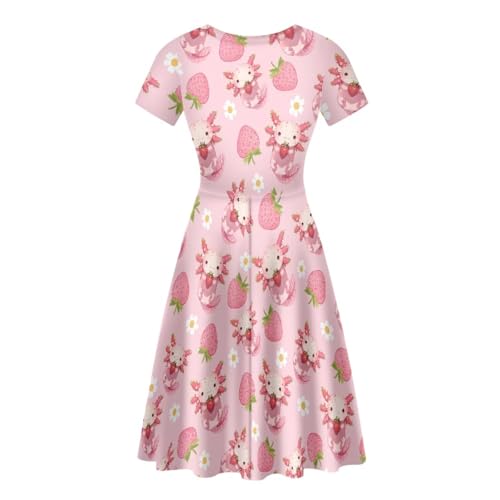 Image of AFPANQZ Womens Casual Summer Lightweight Vintage Dress Short Sleeve Midi Dress Knee-Long Luxury Formal Dress