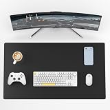 Extra Large Glass Mouse Pads31.5”x15.7“ Black Mousepad Sandblasted Surface Glass Mousepad Gaming, Hard Smooth&Durable Hard Mouse Pad with Non-Slip Base for Office, Gaming, Home (Black)