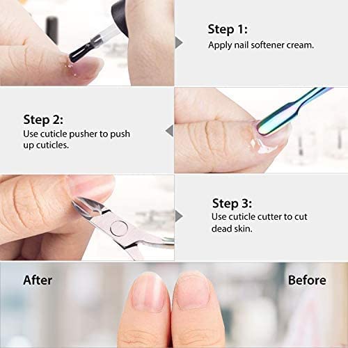 Easkep 2CR13 Cuticle Trimmer With Cuticle Pusher, Cuticle Remover Professional Stainless Steel Cuticle Cutter Nippers Rainbow Sharp Sturdy Pedicure Manicure Tools thumb #3