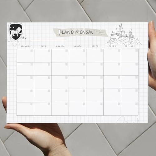 Bloco Planner Mensal A4 Tema Wizarding Grifinória | 24 Páginas | ...