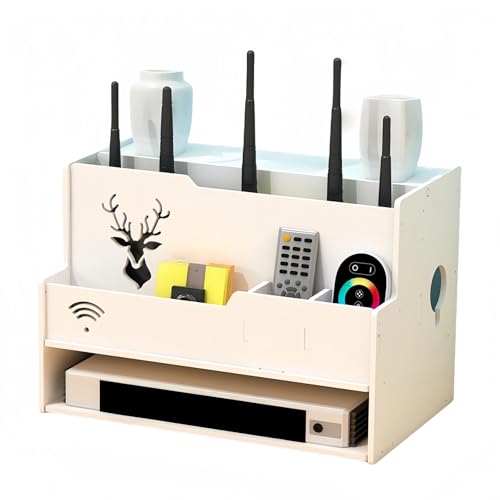 Wi-Fiデスクトップオーガナイザー ルーター収納ボックス WiFiインターネットワイヤレスデバイス装飾 放熱性と通気性 効率的な保管 コンセントかくし 配線ホール