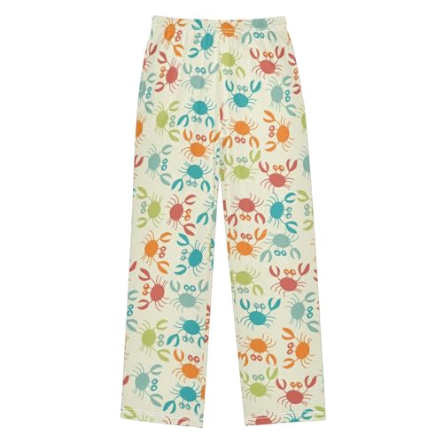 ZZXXB Colorful Crab Boys Long Pants Soft Trousers Elastic Waist Kids Lounge Bottoms with Pockets S-XL