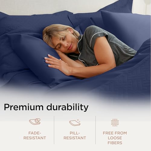 Threadmill California King Sheets, Certified American Supima Cotton Sheets, 1000 Thread Count Hotel Quality Sheets, 4 Piece Luxury Bed Sheets Set with Elasticized Extra Deep Pocket, Folkstone Blue