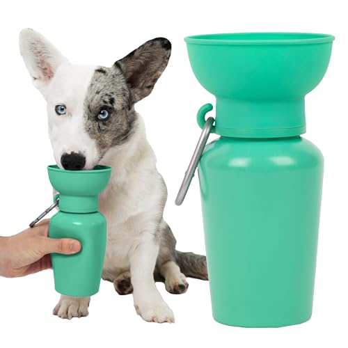 Image of Springer Flip Dog Water Bottle | Portable Drinking Feeder with Foldable Food-Grade Silicone Bowl | One-Hand Squeeze & Leak-Proof | BPA-Free 20oz | Walking, Hiking & Camping | Puppy Essentials