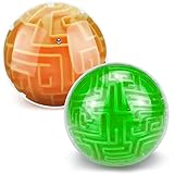 YongnKids 2 Pcs Puzzle Ball 3D Maze Ball Brain Teasers Games, Puzzle Toy Gravity Memory Ball Games, Educational Toys Birthday for Students Teens Adults (Orange and Green)