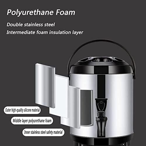 Commercial Stainless Steel Hot Water Dispenser with Faucet, 6L Insulated Catering Urn, Thermostat-Controlled Boiler, Keeps Water Hot for 10-12 Hours, Ideal for Coffee and Tea.