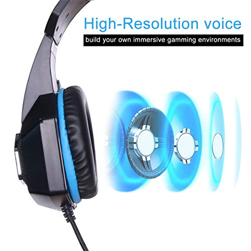Gaming Headset Xbox One Gaming Headset met 7 kleuren Breathing LED Light, met microfoon LED Light Noise Cancellation Over Ear PS4 headset met ruisonderdrukkende microfoon voor PS4, Xbox One, PC Games,Red - Afbeelding 3