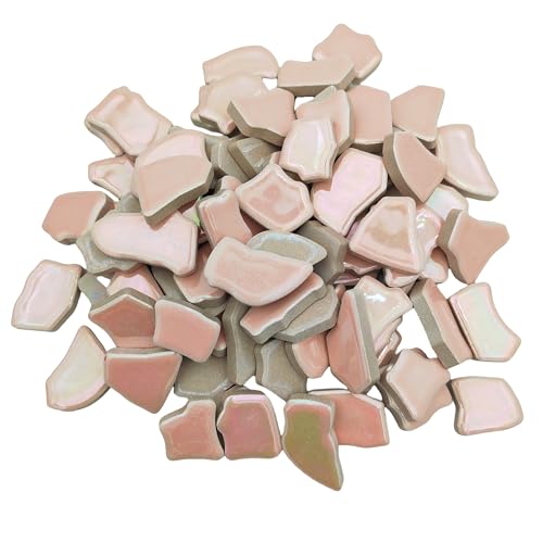 500 g di tessere di mosaico in ceramica irregolari, 2–4 cm, tessere per mosaici fai da te, artigianato, hobby, arte, decorazione della casa, decorazione murale (rosa cangiante)