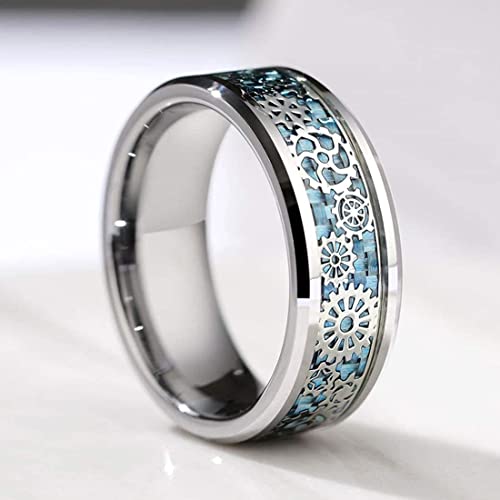 Image of MEENAZ Ring for Men Mens couples gents unisex Boys Boyfriend Friends Stainless Steel thumb Band Stylish proposal Couple blue Silver Platinum combo Valentine gifts Anniversary chain Finger RINGS 120