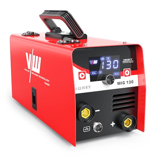 VECTOR WELDING Soldadora de Hilo Continuo sin Gas 130 A, Soldadora MIG MAG para Principiantes, Soldadora Interver IGBT con Función de Soldadura por Electrodo, Máquina de Soldar Mig sin Gas