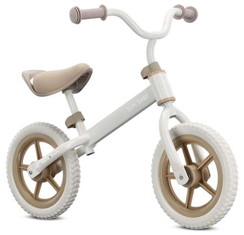 sun baby Bicicleta sin Pedales para niños 2 Años Molto Strada, MAX. 30 kg, Balance Bike con neumáticos de Espuma, sillín y Manillar Ajustables, Cuadro de Acero   Beige