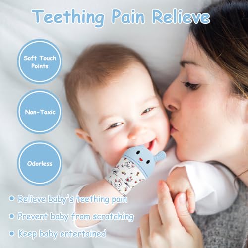 Image of 2Pack Silicone Teething Mitt, Rabbit Baby Teething Toy for 0-6 6-12 Months, Food Grade Silicone Infant Teething Mitten, BPA-Free Baby Chew Toys for Pain Relief, Sucking Needs