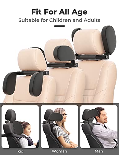 Oasser Car Seat Headrest Pillow, Detachable and Adjustable Double Sided Support Head and Neck for Adult and Kids, Easy to Install, Suitable for Front Passenger Seat and Rear Seat CA1 (Black) - Image 3
