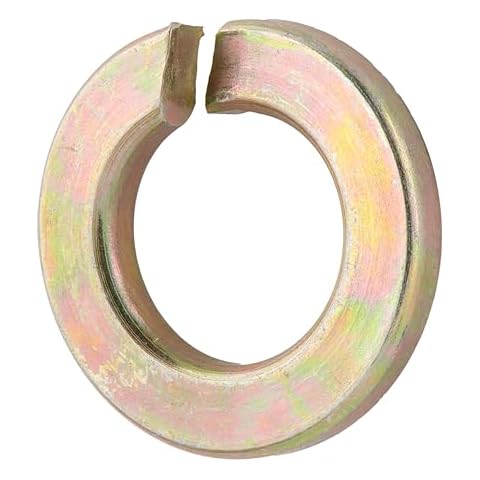 9/16" (50 Pack) Grade 8 Lock Washer, Split, Thru-Hardened, Yellow Zinc by Makers Bolt Cover