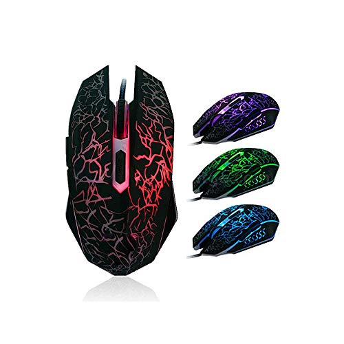 NUWFOR Wired Gaming Mouse Professional Colorful Backlight 4000DPI Optical Mouse Mice Breathing Light Weight Tuning Set Gaming Mouse Silent Optical Mouse (Multicolor)