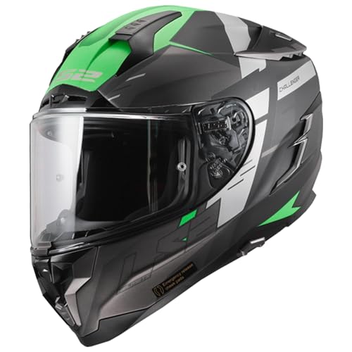 エルエスツー SG認証 国内正規品 CHALLENGER F (チャレンジャー エフ) ツーリングフルフェイス マットチタニウムグロウグリーン Sサイズ