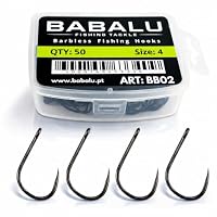BABALU FISHING – Angelhaken ohne Widerhaken BB02 Long Shank 50 Stück (#4)