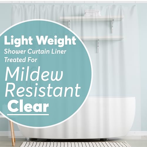Image of BigFoot Shower Curtain Liner - 72 x 72 PEVA Light Weight Shower Curtain with 12 Rustproof Metal Grommet and 3 Magnetic Weights - Odor Free and Compatible with Standard Showers, Clear