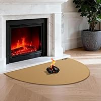 FLASLD Feuerfeste Kaminmatte 61×104cm Halbrunder Herdteppich Schützt Böden vor Funken Glut, Braun