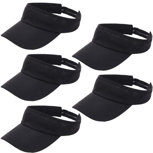Image of 5 Pack Cooling Quick Dry Sun Visors, Unisex Empty Top Breathable Sun Protection Mesh Hats for Outdoor Activities