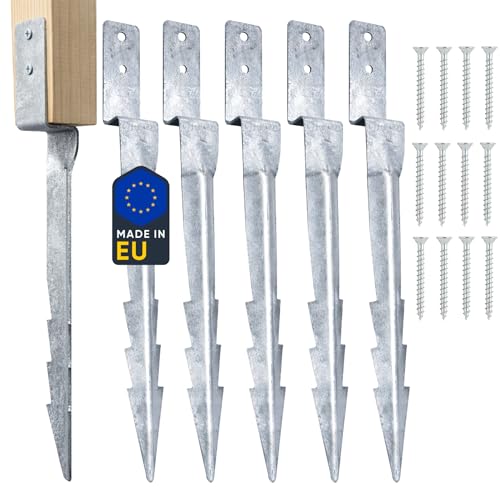 Clever Leon Ancrage Balançoire 43 cm Lot de 6 Galvanisé avec Vis Ancre Balançoire Piquet Fixation Sol pour Portique Bois Aire de Jeux Cabane Pergola Enfant Jardin