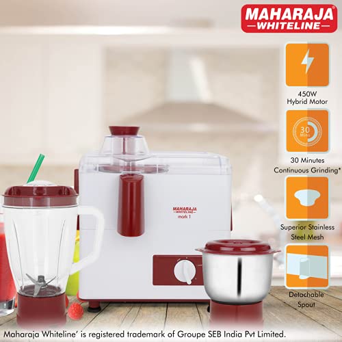 maharaja whiteline juicer mixer grinder 450 watt