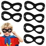 Dyale 6PCS Black Felt Superhero Masks, Adjustable Elastic Rope Half Eye Mask for Adults & Kids - Halloween Party Cosplay (Black)