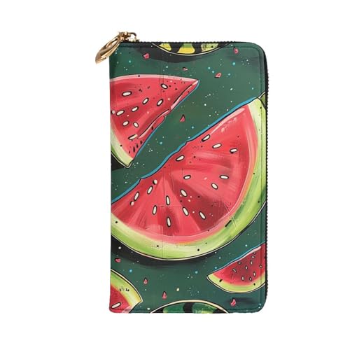 Watermelon Printed Long Wallet for Women Men Cute PU Leather Wallet with Coin Purse and Credit Card Holder2