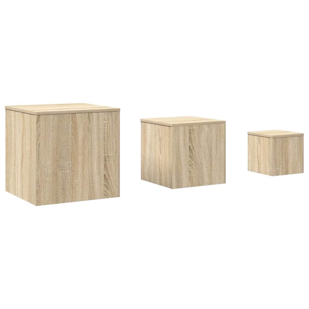 Juego de 3 mesas auxiliares de madera de roble Sonoma
