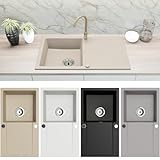 Faizee Home | Granitspüle 90x50 cm – Reversibles Spülbecken mit Abtropffläche inkl...