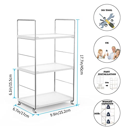 Janus Liang 3-Tier Bathroom Organizer Countertop - Makeup Organizer Cosmetic Holder Corner Storage Shelf Kitchen Spice Rack Standing Counter Shelf For Vanity, Bathroom, Bedroom, Kitchen (Chrome) #TOP1