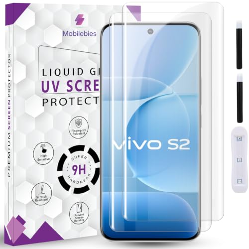 Image of Premium HD+ UV Tempered Glass Screen Protector For Vivo S2 (6.83 Inch, Pack of 2) Full Adhesive UV Curved Screen Protector Case Friendly HD Clarity with installation kit & Guide